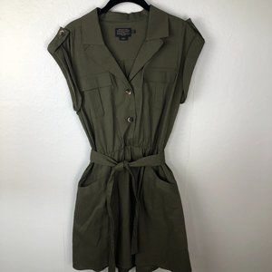 Pendleton Utility Roll Cap Short Sleeve Dress - Olive Green